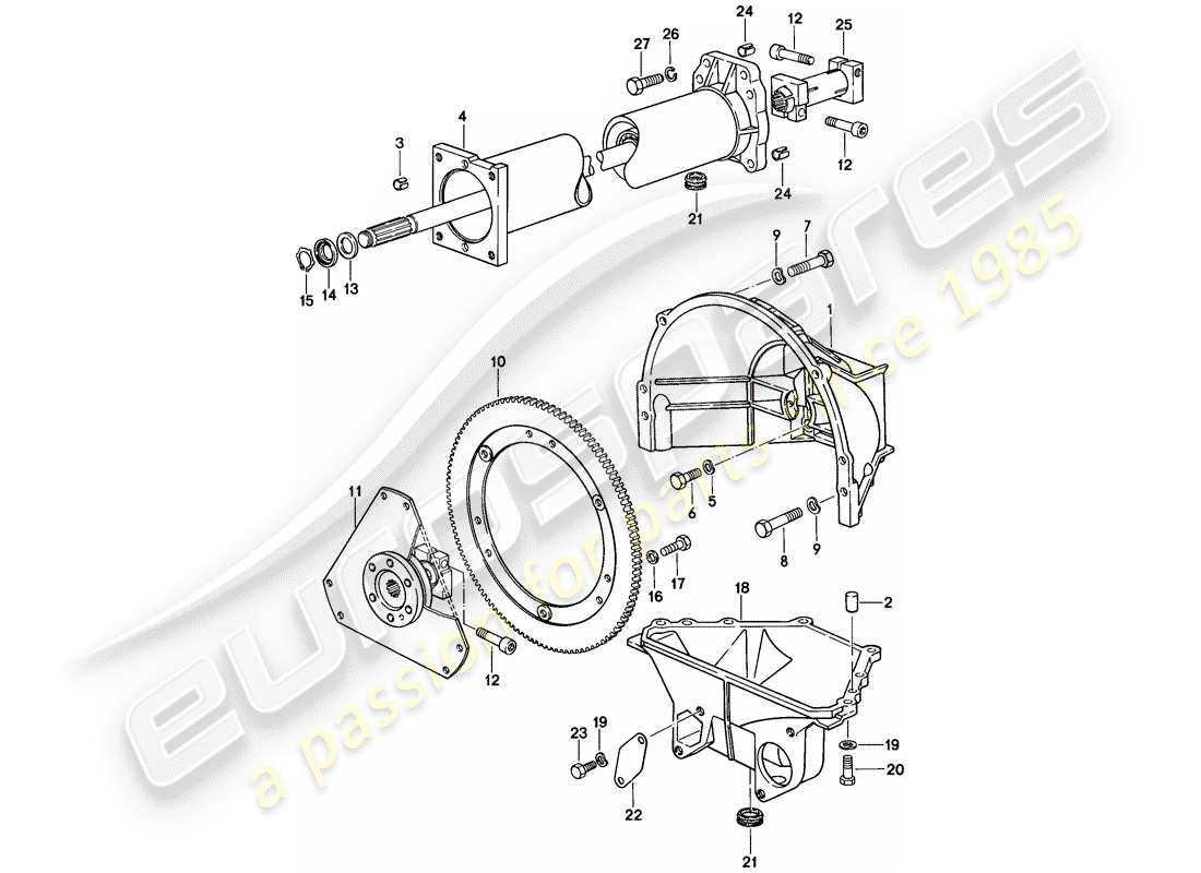 porsche 1981 (928) central tube - automatic transmission part diagram