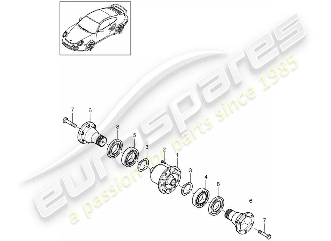 porsche 2013 (997-2 turbo / gt2 rs) limited slip differential parts diagram