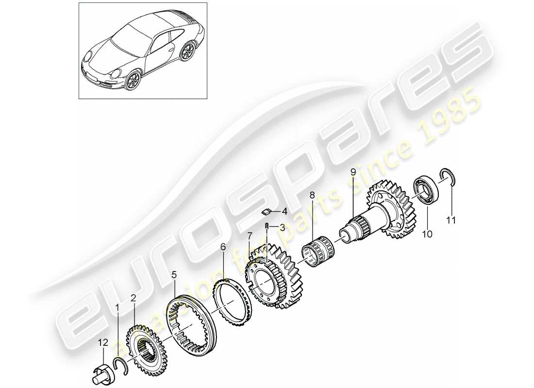 porsche 2011 (997-2) reverse gear parts diagram