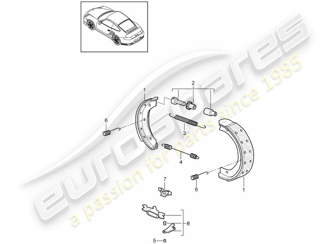 porsche 2013 (997-2 turbo / gt2 rs) handbrake part diagram