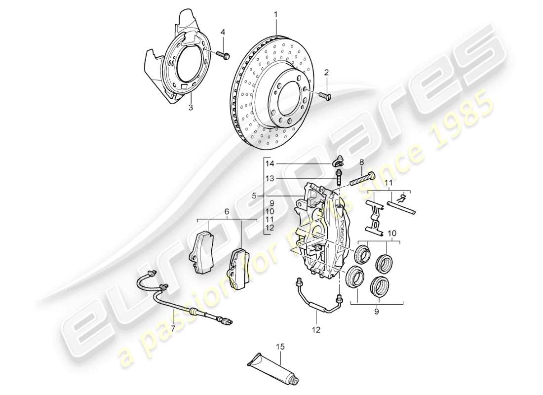 porsche 2007 (987 boxster) disc brake rear axle parts diagram