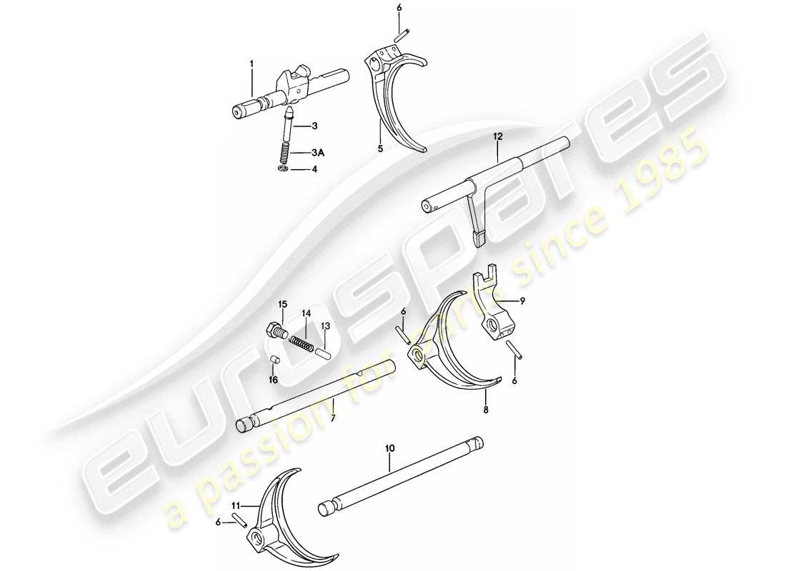 porsche 1979 (924) transmission control - 5-speed parts diagram