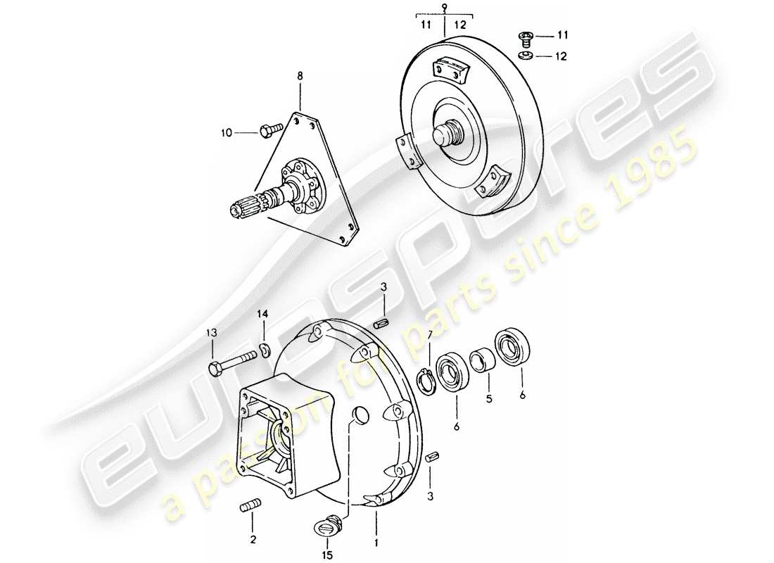 porsche 1992 (928) automatic transmission - torque converter - converter housing part diagram