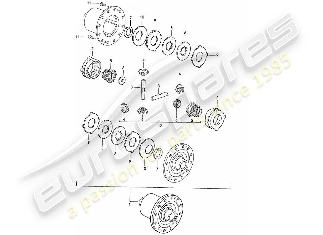 porsche 928 (1991) manual gearbox - limited slip differential - d >> - mj 1989 parts diagram