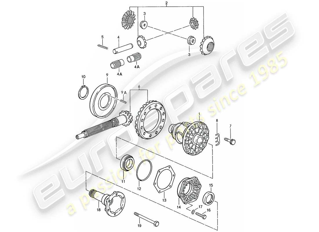 porsche 928 (1991) manual gearbox - differential part diagram