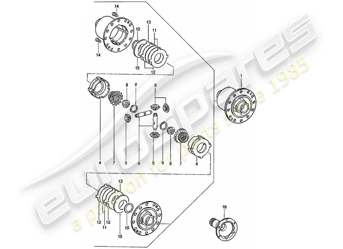 porsche 1981 (911) limited slip differential part diagram