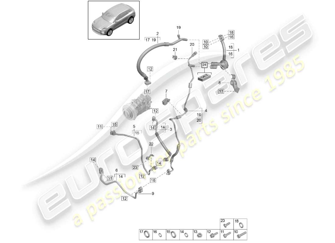 porsche 2020 (macan) refrigerant circuit r134a coolant parts diagram