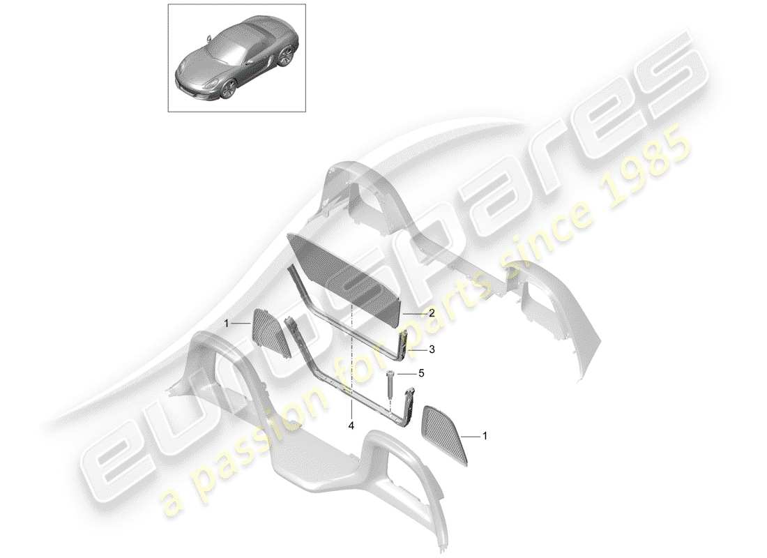 porsche 2012 (981 boxster) windscreen part diagram