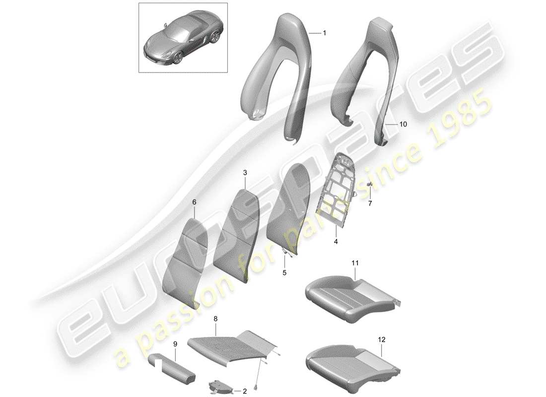 porsche 2012 (981 boxster) foam part part diagram