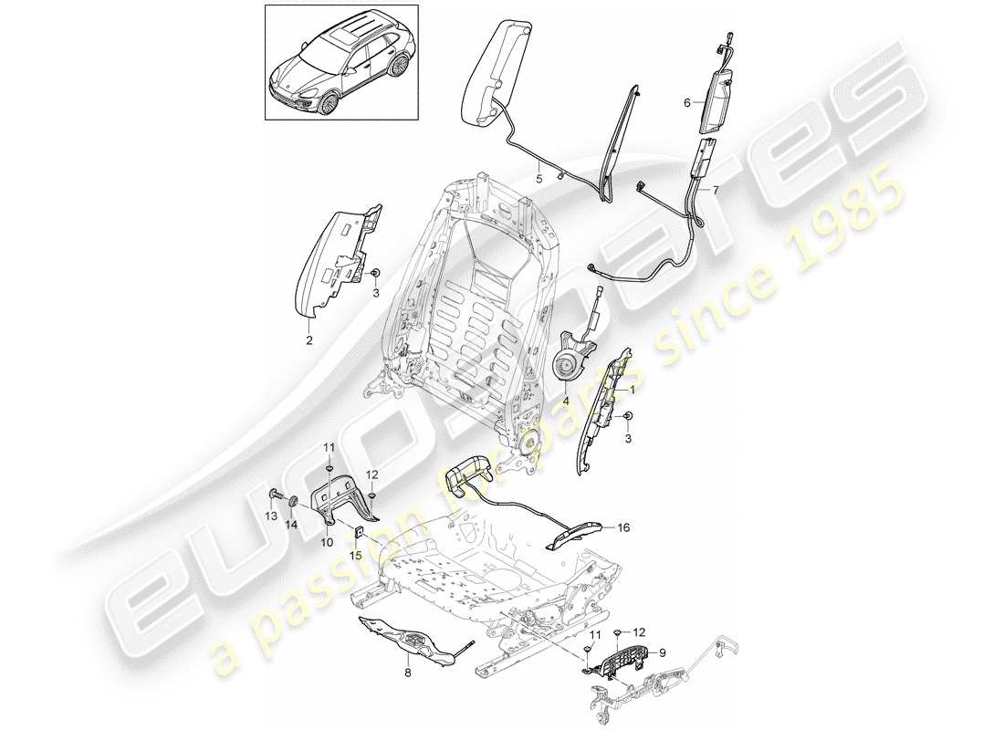 porsche 2015 (cayenne e2 92a) seat width adjustment part diagram