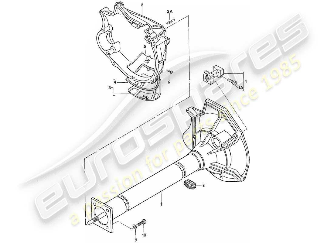 porsche 1983 (924) central tube - manual gearbox - vq vr uv md me mf part diagram
