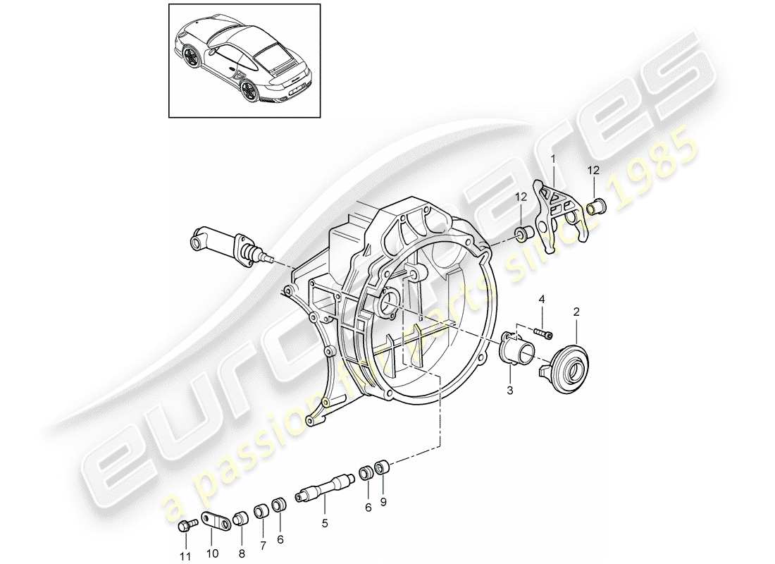 porsche 2013 (997-2 turbo / gt2 rs) clutch release parts diagram