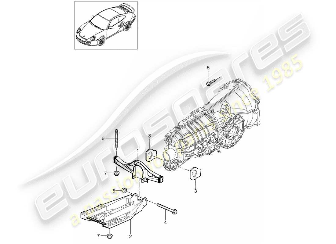 porsche 2013 (997-2 turbo / gt2 rs) transmission suspension parts diagram