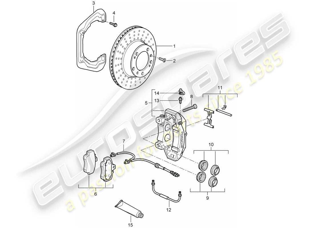 porsche 2005 (997-1) disc brakes parts diagram