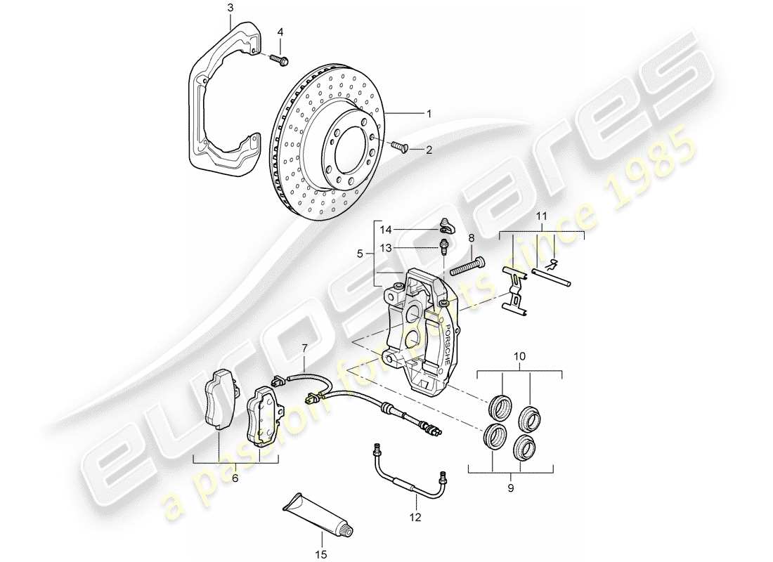 porsche 997 (2008) disc brakes parts diagram