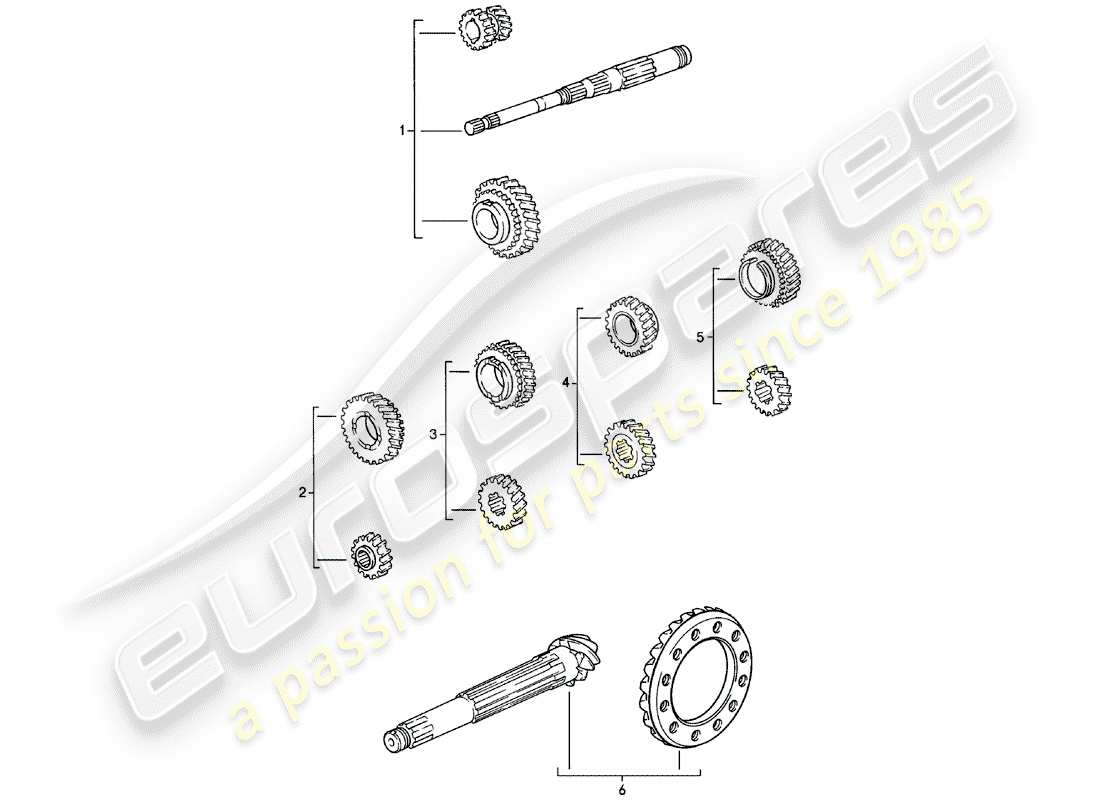 porsche 924 (1980) gear wheel sets - manual gearbox - g31.01/02/03 part diagram