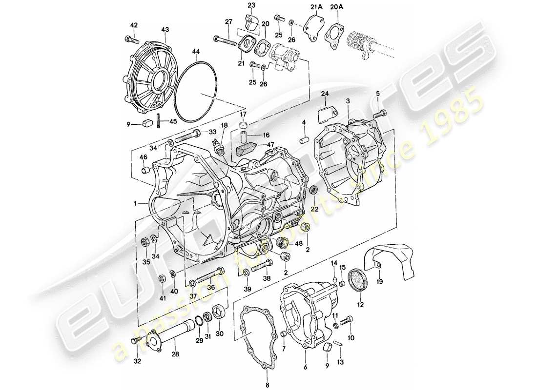 porsche 924 (1981) replacement transmission - transmission case - manual gearbox - vq vr uv md - me mf mb mx - 4q 5q 6q - d - mj 1981>> part diagram