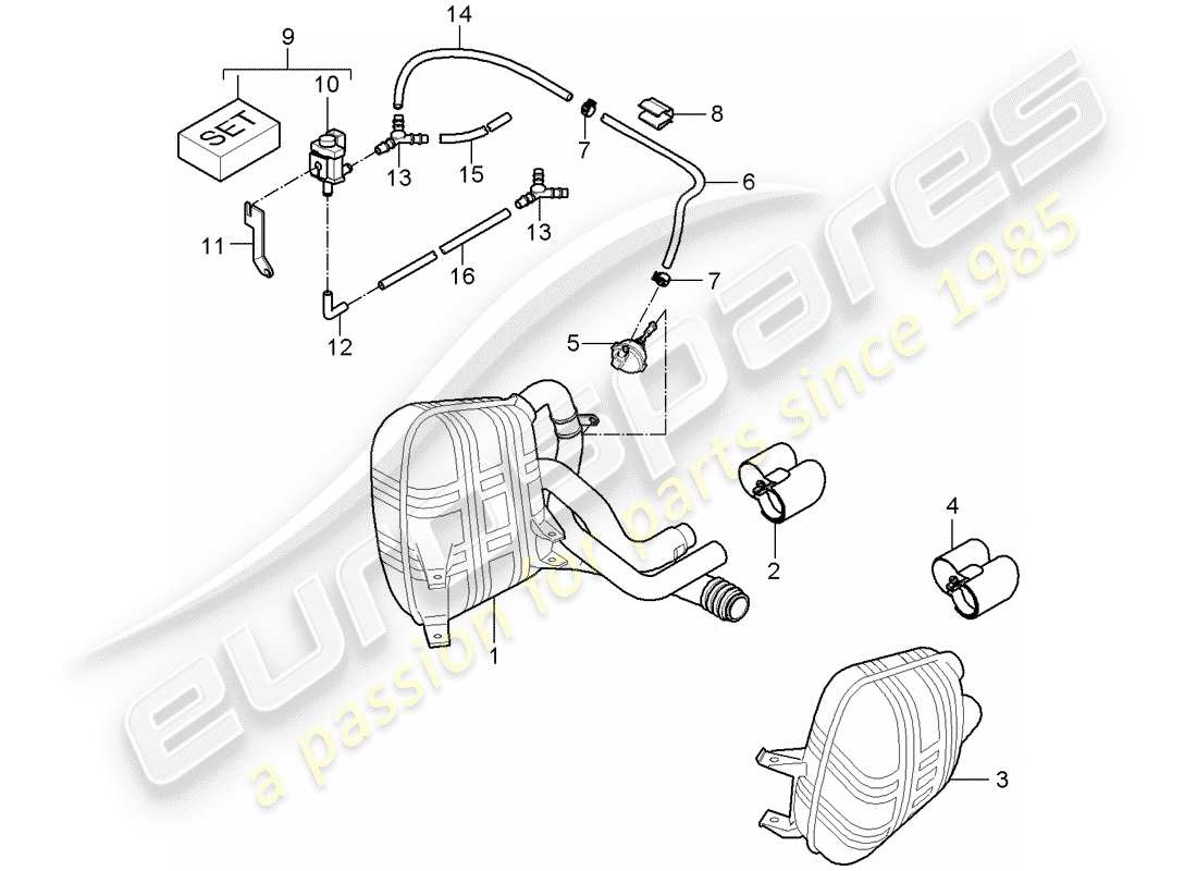 porsche 2005 (997-1) exhaust system parts diagram