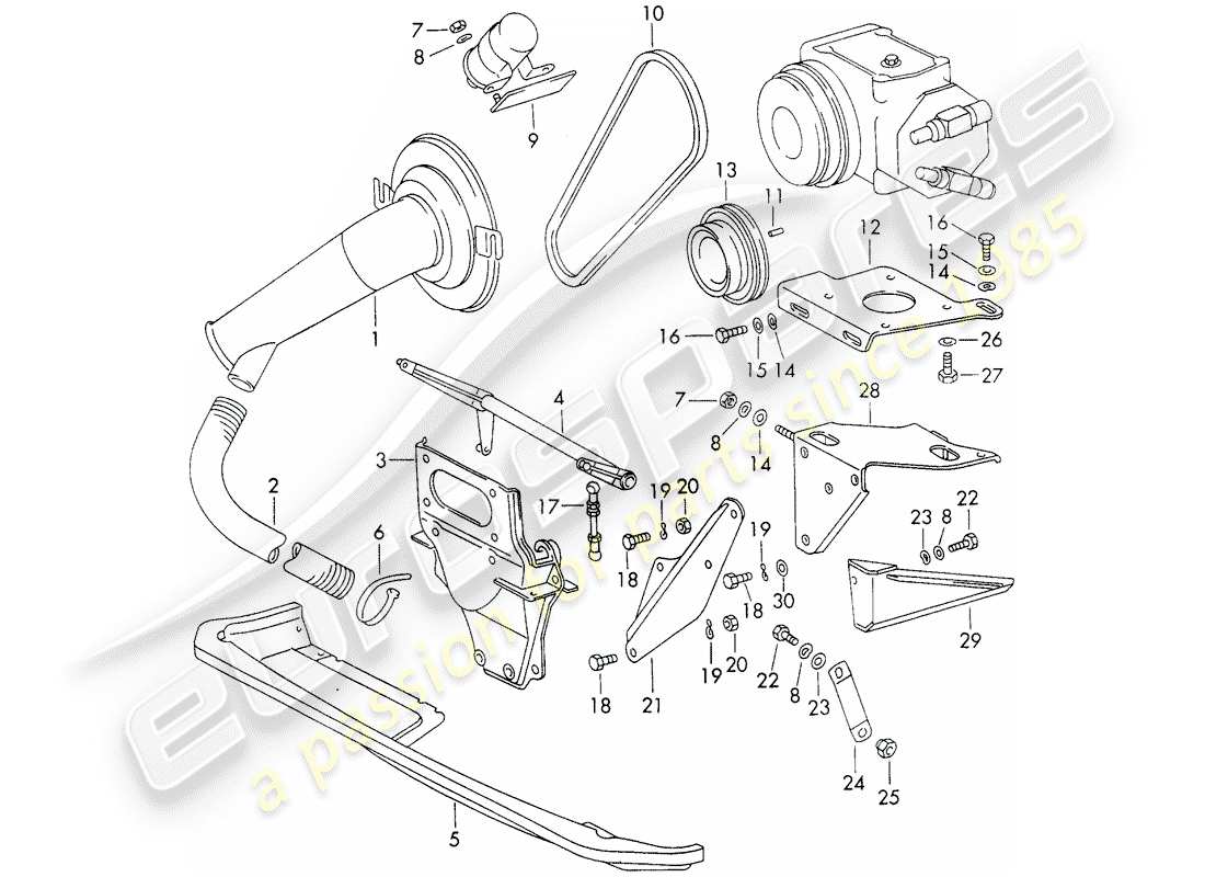 porsche 1965 (911/912) mount - compressor - d - mj 1969>> part diagram