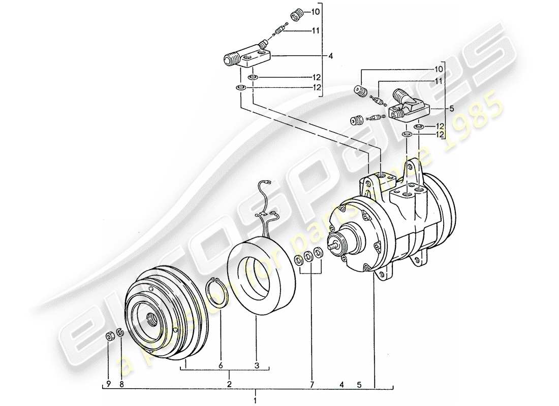 porsche 1991 (928) air conditioner - compressor part diagram