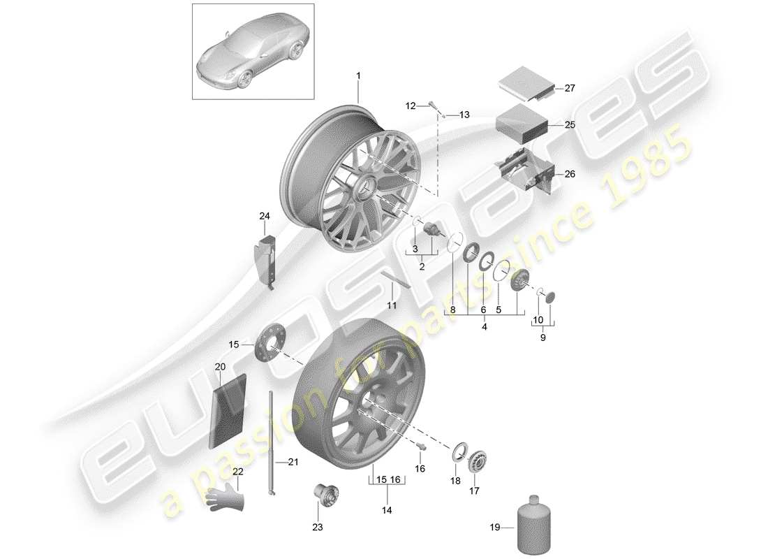 a part diagram from the porsche 991 parts catalogue