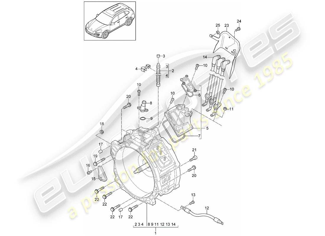 VIEW PARTS DIAGRAMS FROM THE PORSCHE CAYENNE PARTS CATALOGUE a part diagram from the porsche cayenne parts catalogue