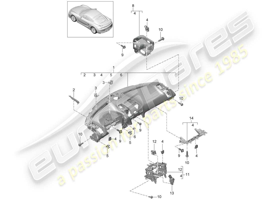 a part diagram from the porsche cayman parts catalogue