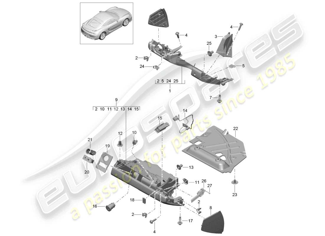 a part diagram from the porsche cayman parts catalogue
