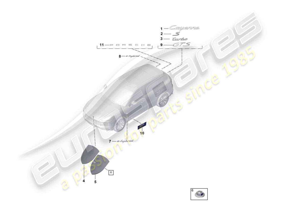 VIEW PARTS DIAGRAMS FROM THE PORSCHE CAYENNE PARTS CATALOGUE a part diagram from the porsche cayenne parts catalogue
