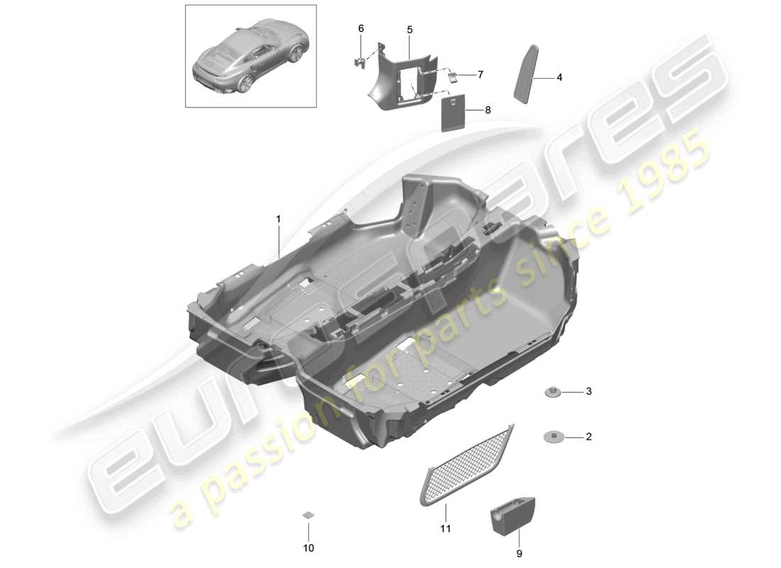a part diagram from the porsche 991 parts catalogue