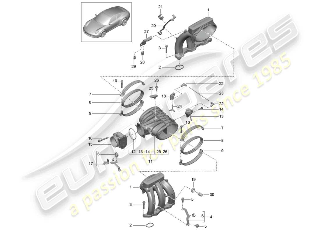 VIEW PARTS DIAGRAMS FROM THE PORSCHE 991 PARTS CATALOGUE a part diagram from the porsche 991 parts catalogue
