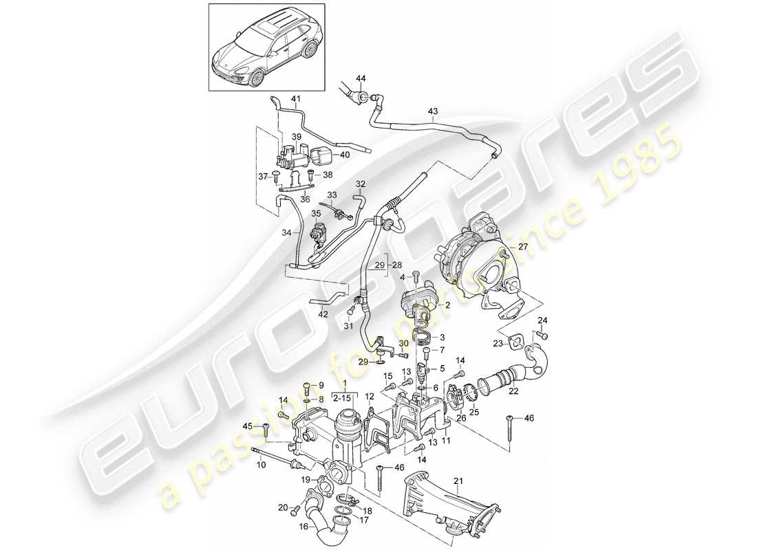 VIEW PARTS DIAGRAMS FROM THE PORSCHE CAYENNE PARTS CATALOGUE a part diagram from the porsche cayenne parts catalogue