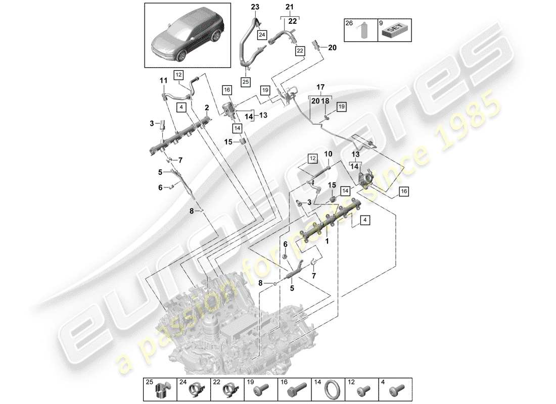 a part diagram from the porsche 2018 (cayenne e3 9ya/9yb) parts catalogue