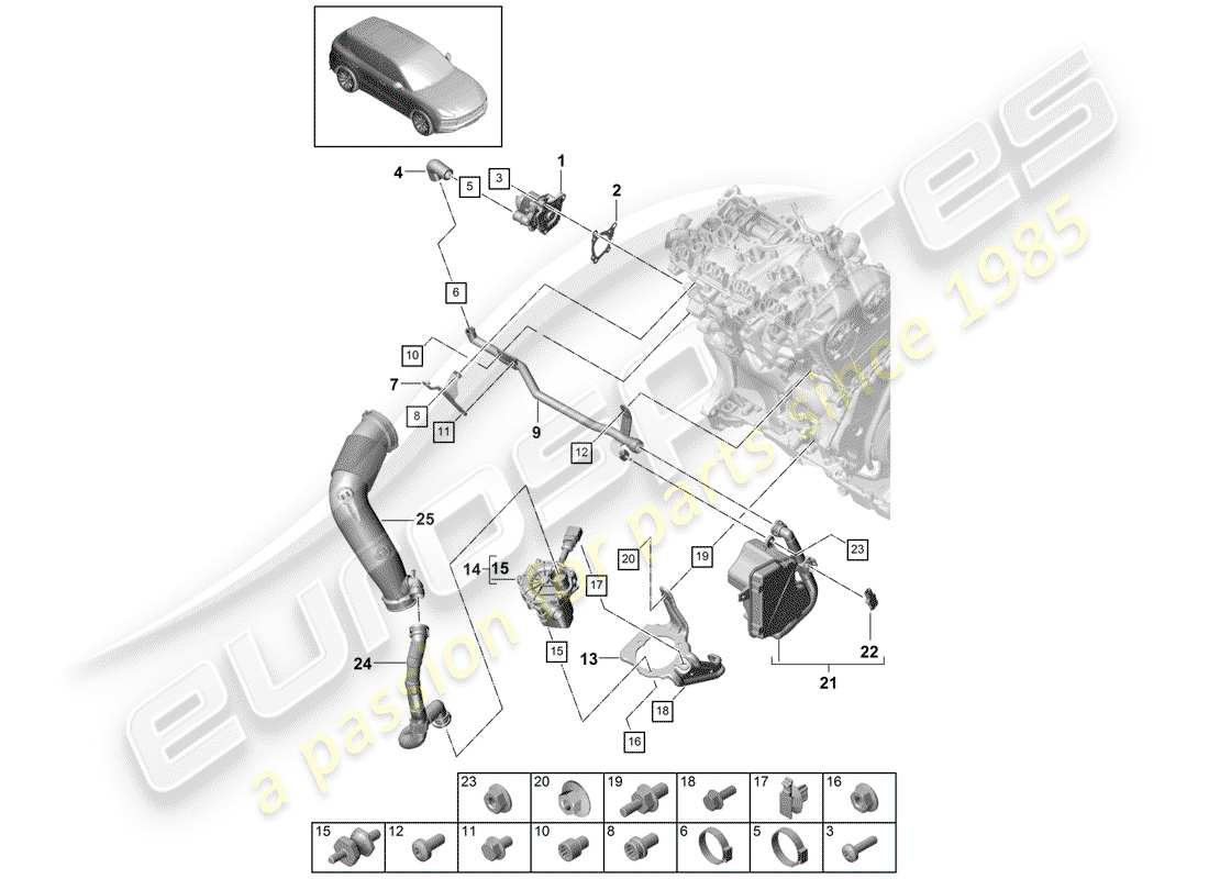 a part diagram from the porsche cayenne parts catalogue