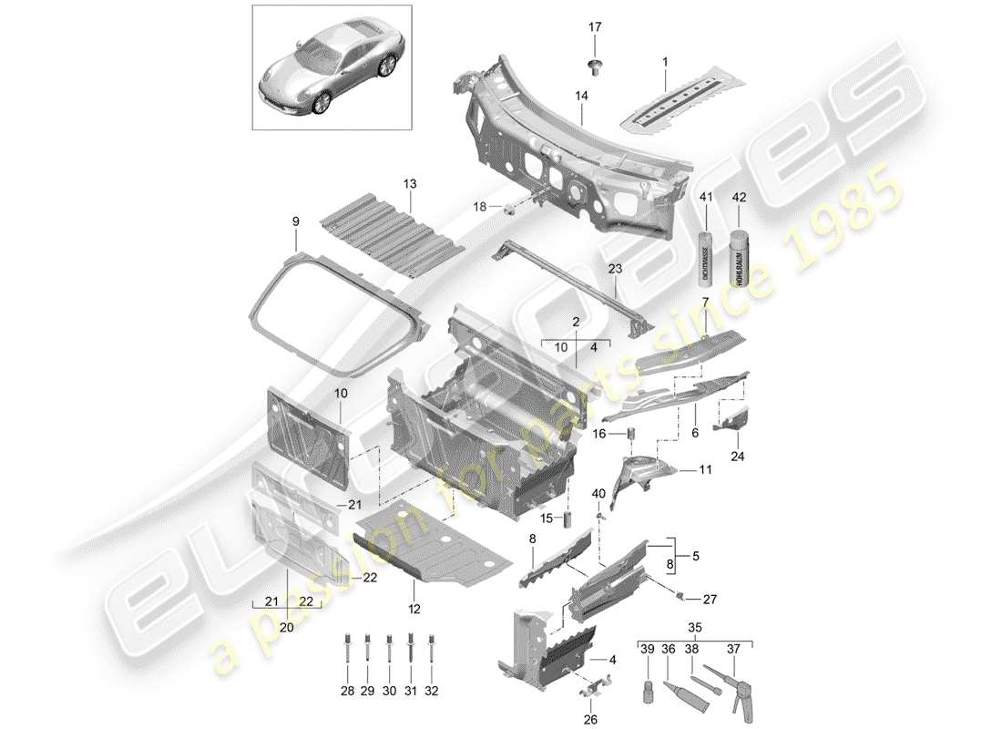 VIEW PARTS DIAGRAMS FROM THE PORSCHE 991 PARTS CATALOGUE a part diagram from the porsche 991 parts catalogue