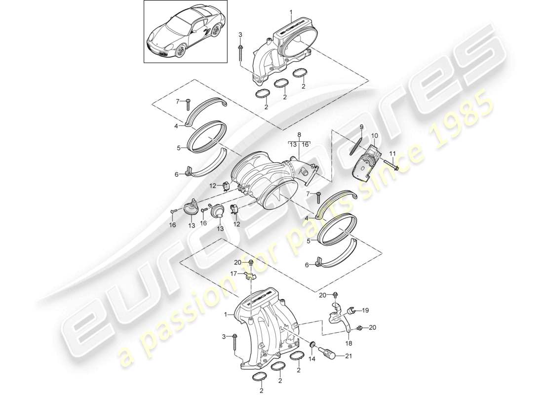 VIEW PARTS DIAGRAMS FROM THE PORSCHE CAYMAN PARTS CATALOGUE a part diagram from the porsche cayman parts catalogue