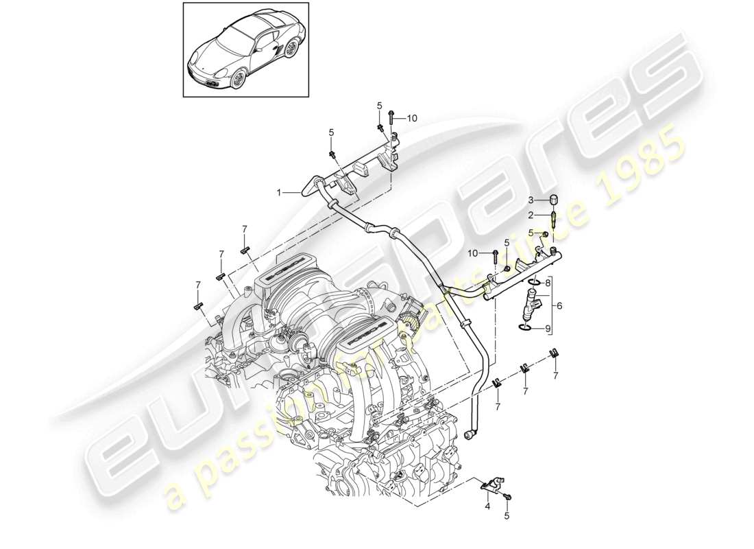 VIEW PARTS DIAGRAMS FROM THE PORSCHE CAYMAN PARTS CATALOGUE a part diagram from the porsche cayman parts catalogue