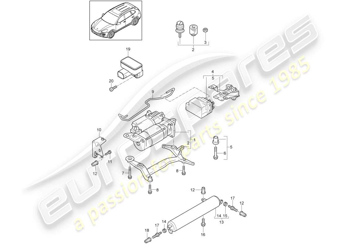 a part diagram from the porsche cayenne parts catalogue
