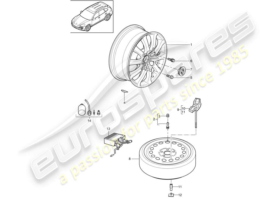 a part diagram from the porsche cayenne parts catalogue