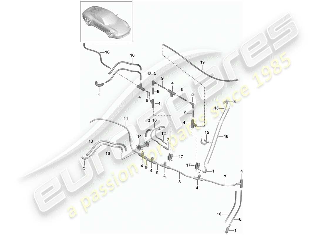 a part diagram from the porsche 2013 (991-1) parts catalogue
