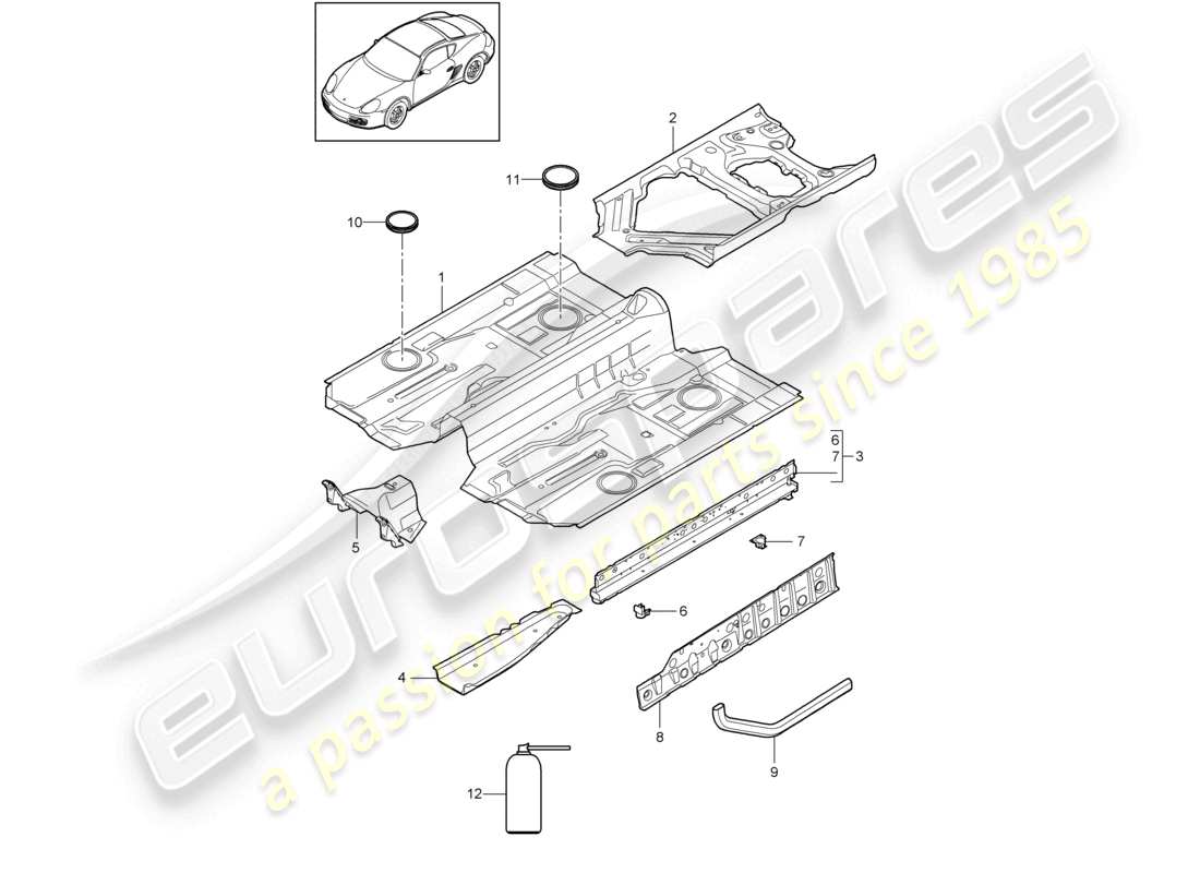 VIEW PARTS DIAGRAMS FROM THE PORSCHE CAYMAN PARTS CATALOGUE a part diagram from the porsche cayman parts catalogue