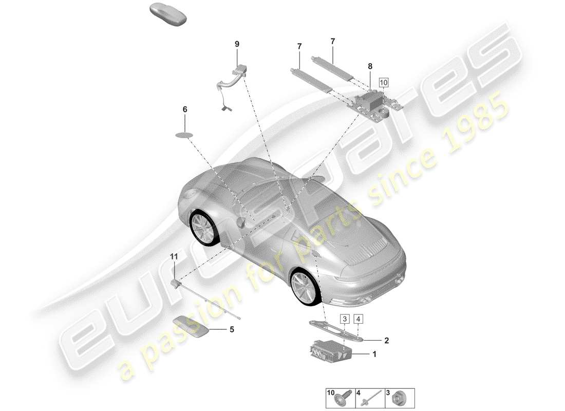 a part diagram from the porsche 992 parts catalogue