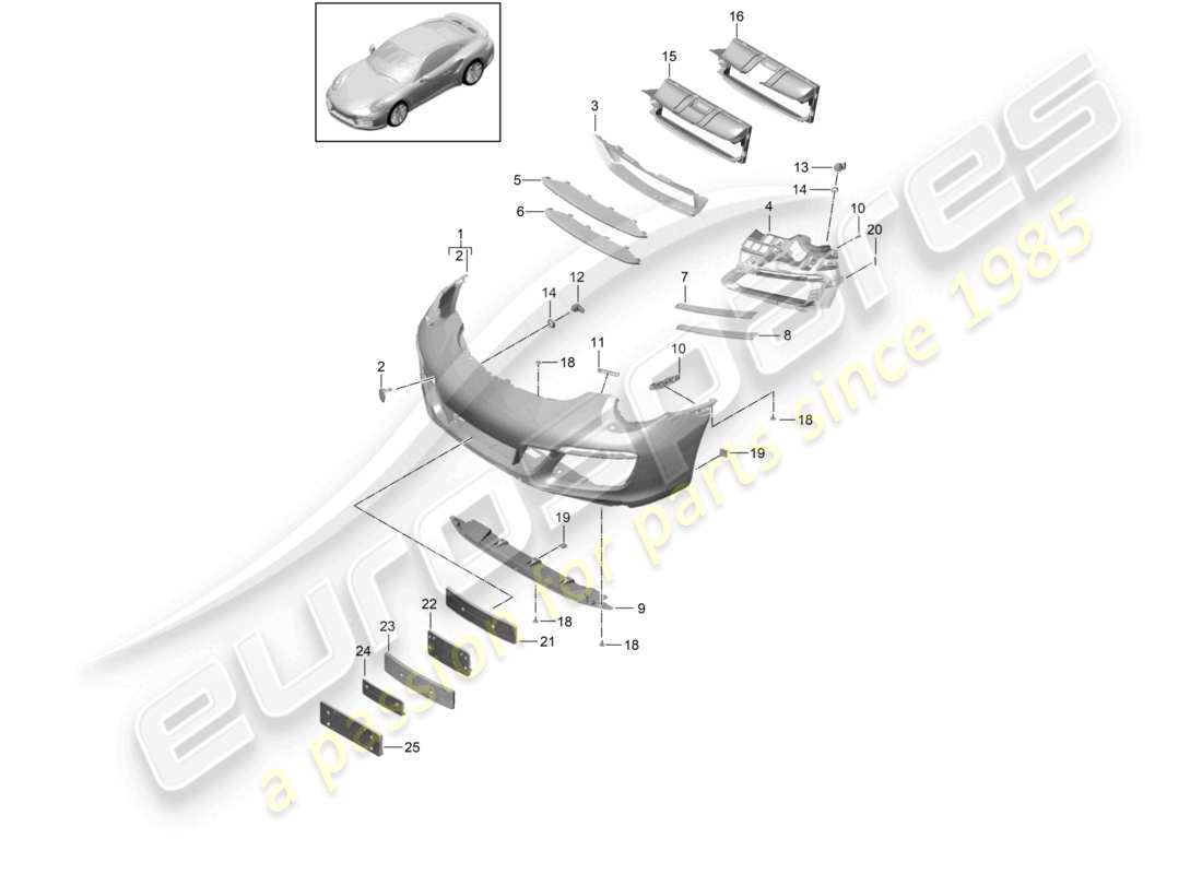a part diagram from the porsche 2017 (991-2 turbo) parts catalogue