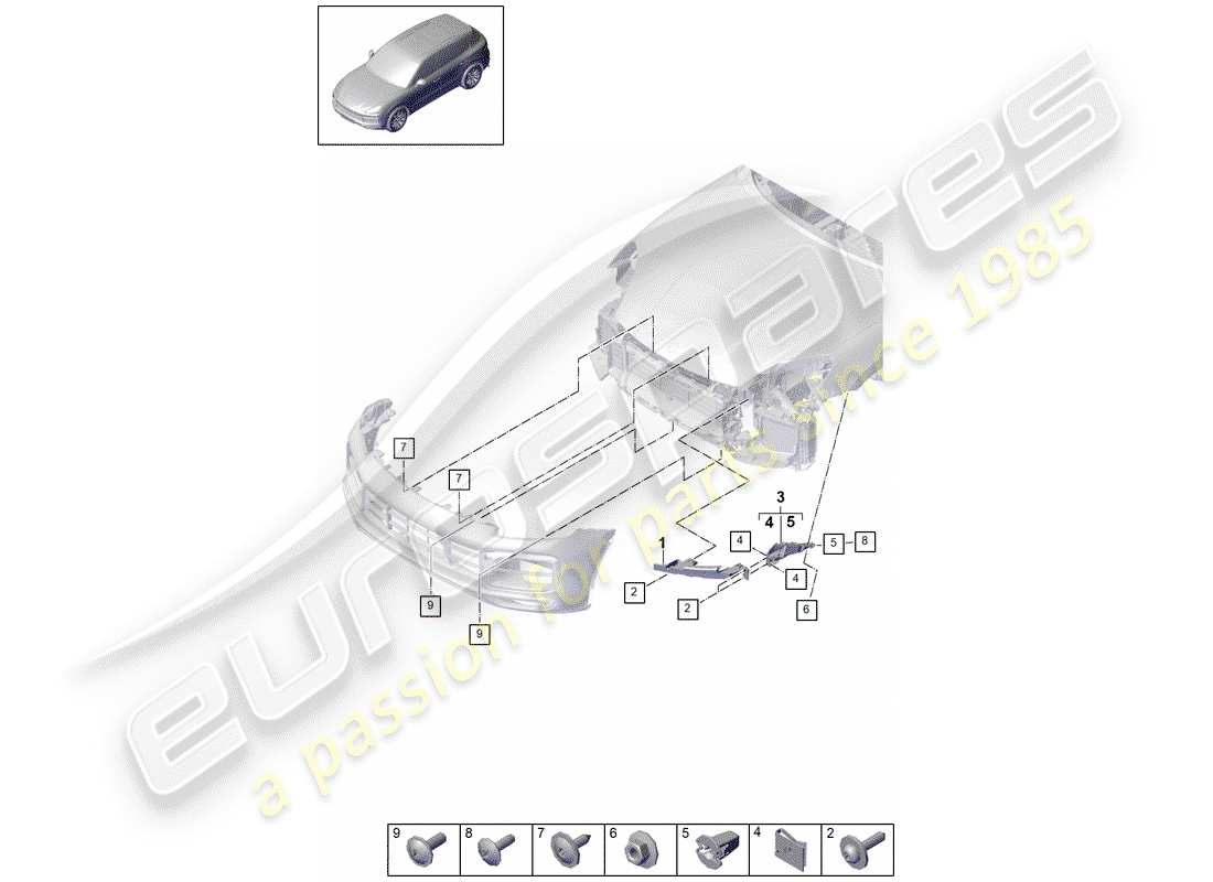 a part diagram from the porsche 2020 (cayenne e3 9ya/9yb) parts catalogue