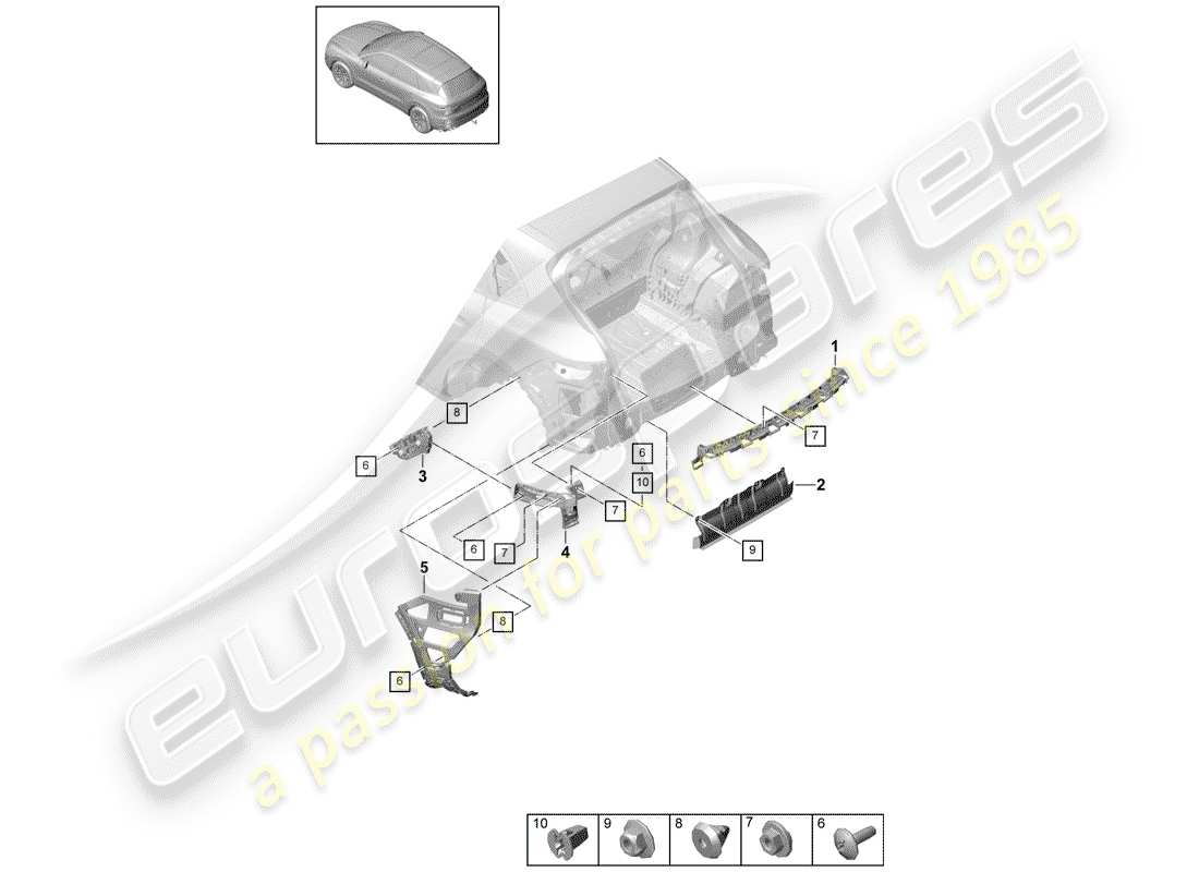 VIEW PARTS DIAGRAMS FROM THE PORSCHE CAYENNE PARTS CATALOGUE a part diagram from the porsche cayenne parts catalogue