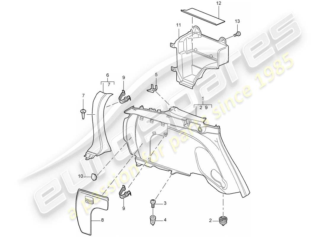 a part diagram from the porsche 2010 (cayenne e1 9pa) parts catalogue