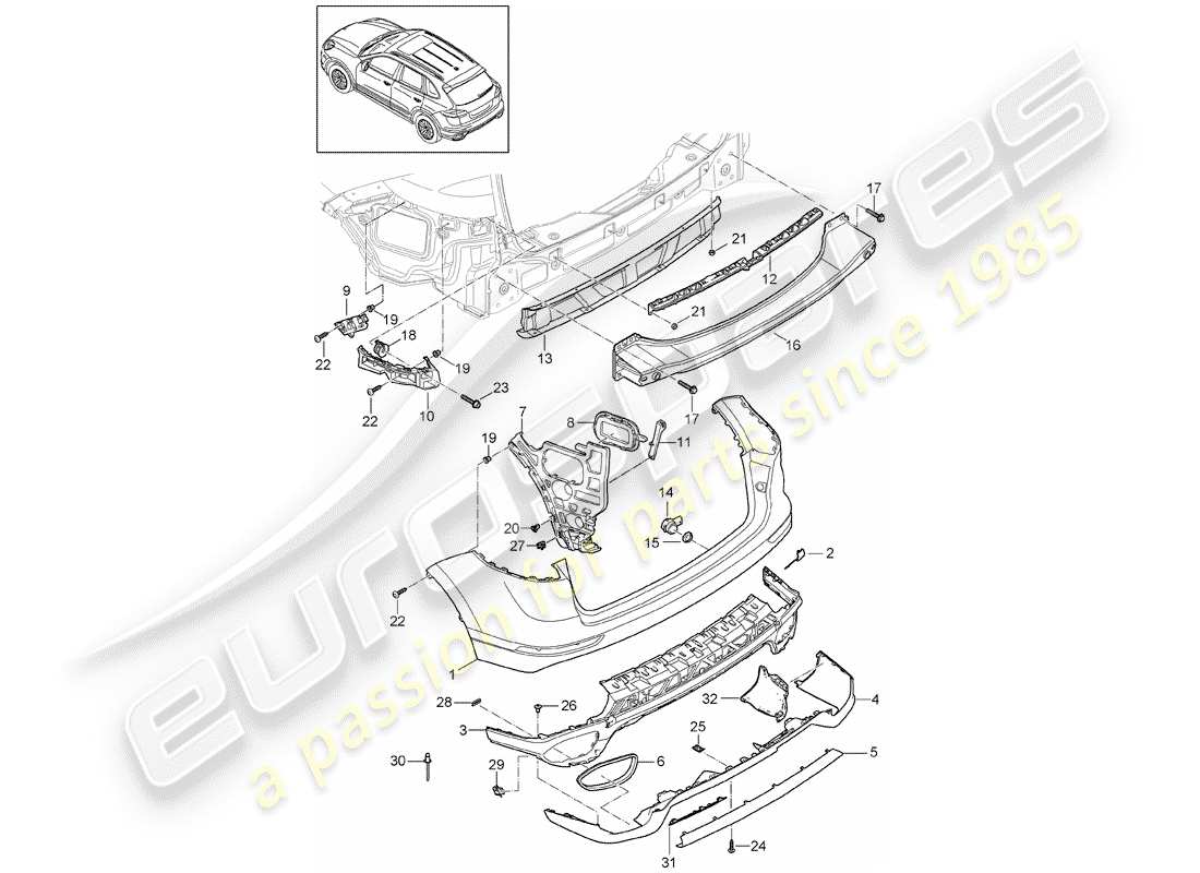 VIEW PARTS DIAGRAMS FROM THE PORSCHE CAYENNE PARTS CATALOGUE a part diagram from the porsche cayenne parts catalogue