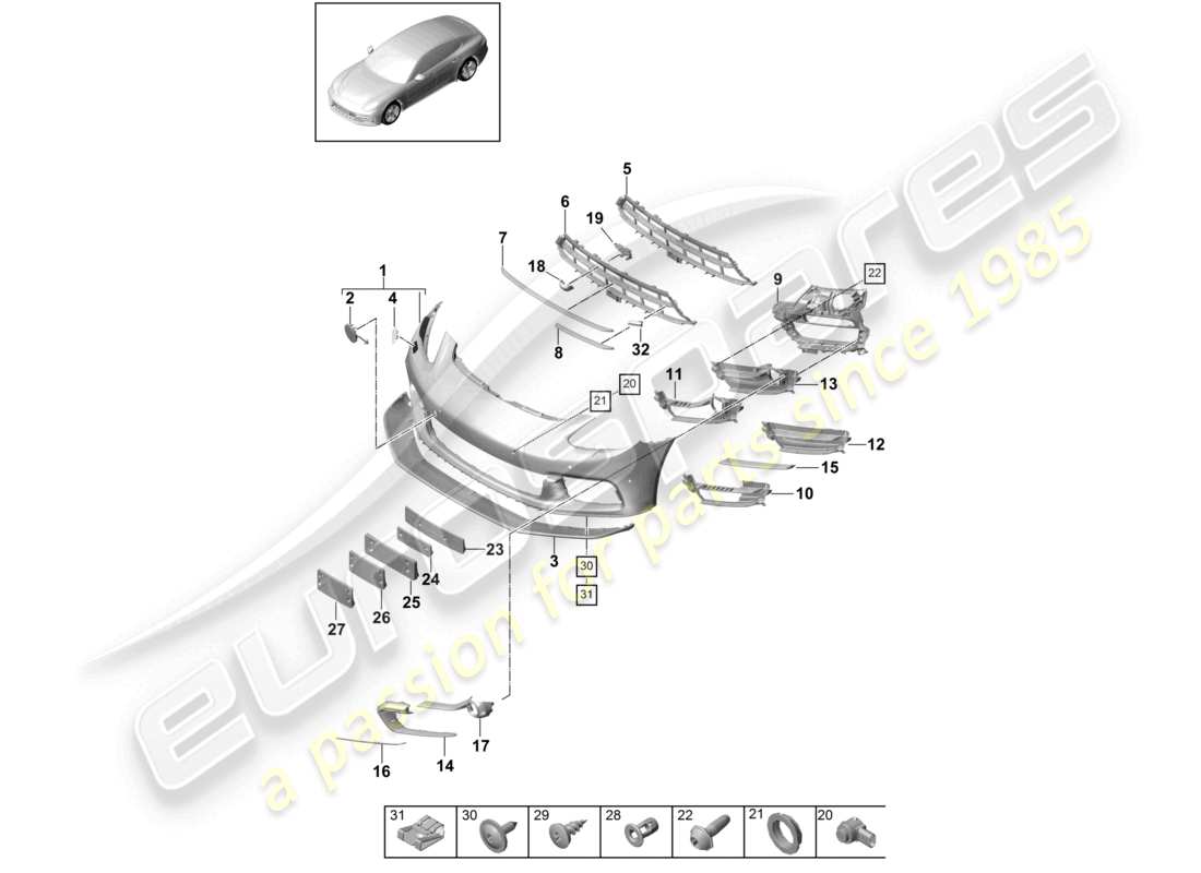 VIEW PARTS DIAGRAMS FROM THE PORSCHE PANAMERA PARTS CATALOGUE a part diagram from the porsche panamera parts catalogue