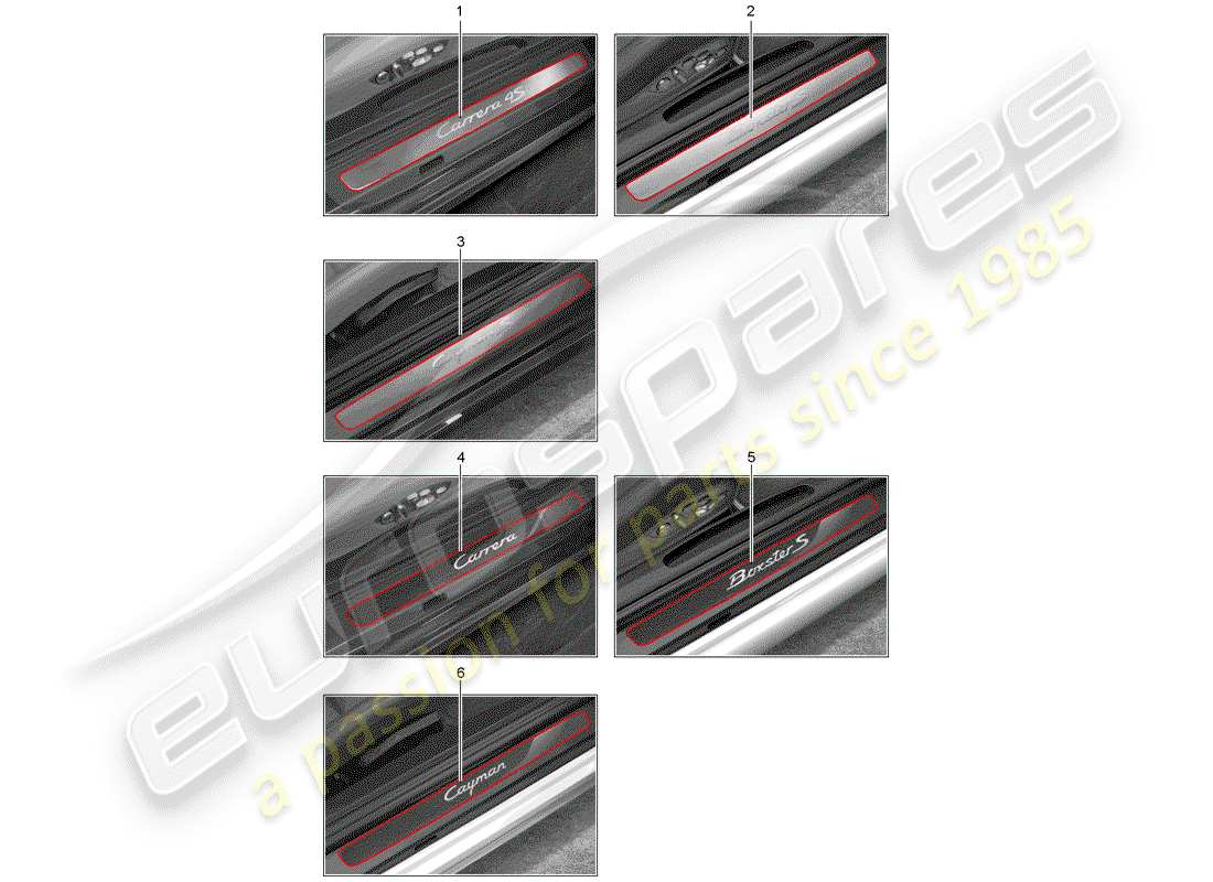 a part diagram from the porsche 2018 (tequipment 98x/99x) parts catalogue