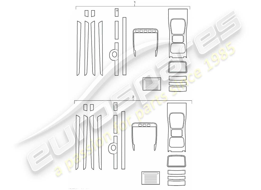 a part diagram from the porsche accessories and tequipment parts catalogue